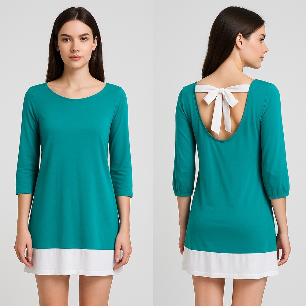Lulu's Vibrant Teal Dress with Elegant White Accent
